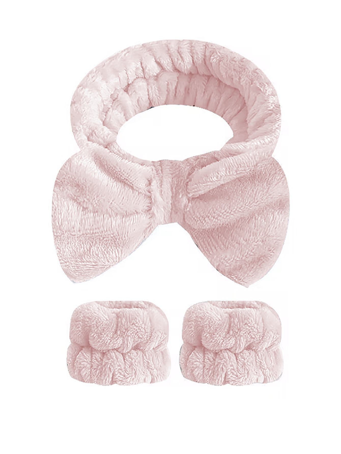 Bow face wash and hair band for girls wholesale solid color white matching makeup simple sweat-wiping wrist band flannel hair band pic 29