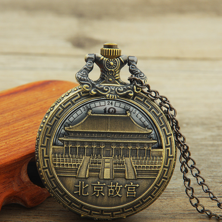 Chinese-style retro bronze-colored large pocket watches, tourist attraction souvenirs, old-fashioned hanging watches, gift watches wholesale pic 14