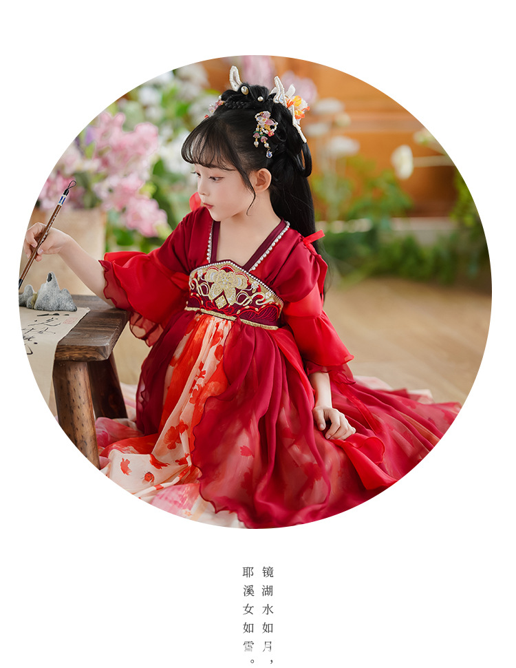 国潮女童汉服夏季新款儿童古装唐装中国风襦裙小女孩古风仙女连衣裙详情11