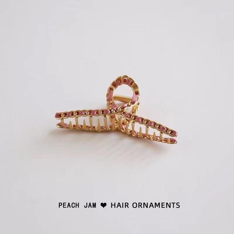 气质金属链条抓夹缠绕丝带发抓韩国ins 风鲨鱼夹发卡扎头发抓夹女详情8