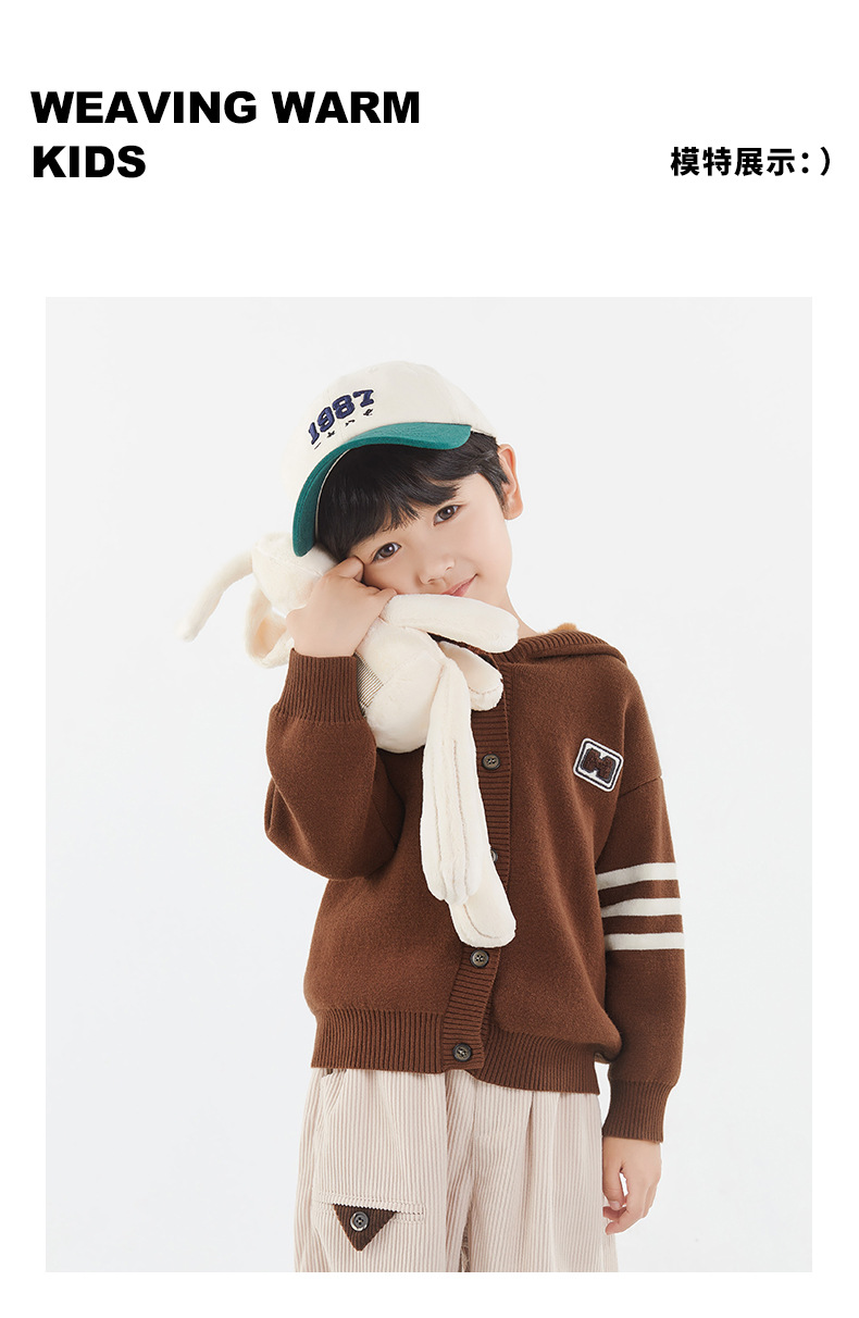 冬季男童一体绒连帽开衫新款男孩韩版加绒加厚毛衣A类棉防风外套详情9