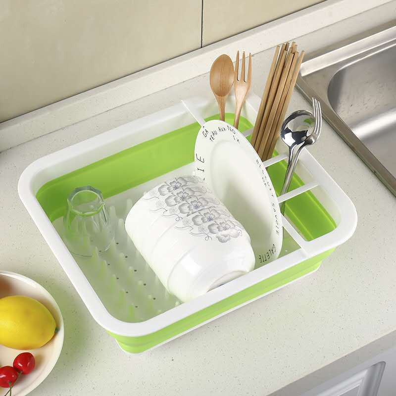Kitchen folding draining bowl rack, multi-functional sink storage basket pic 3