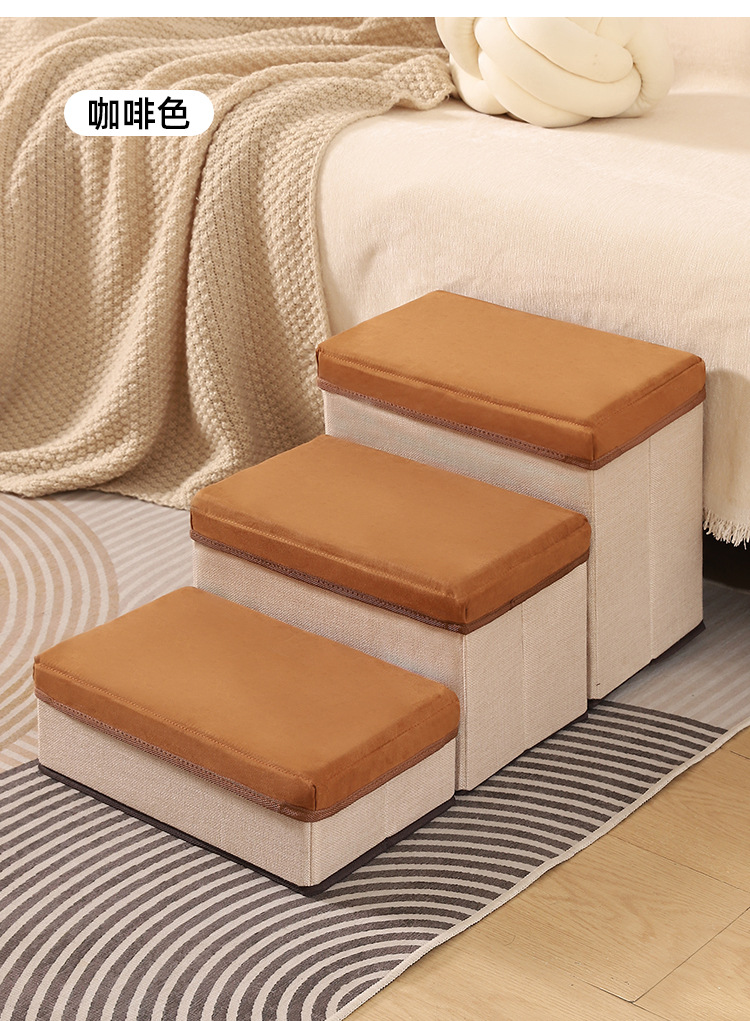The cross-border pet staircase has three foldable, thickened, anti-slip and storable steps for dogs to climb up to the sofa pic 15