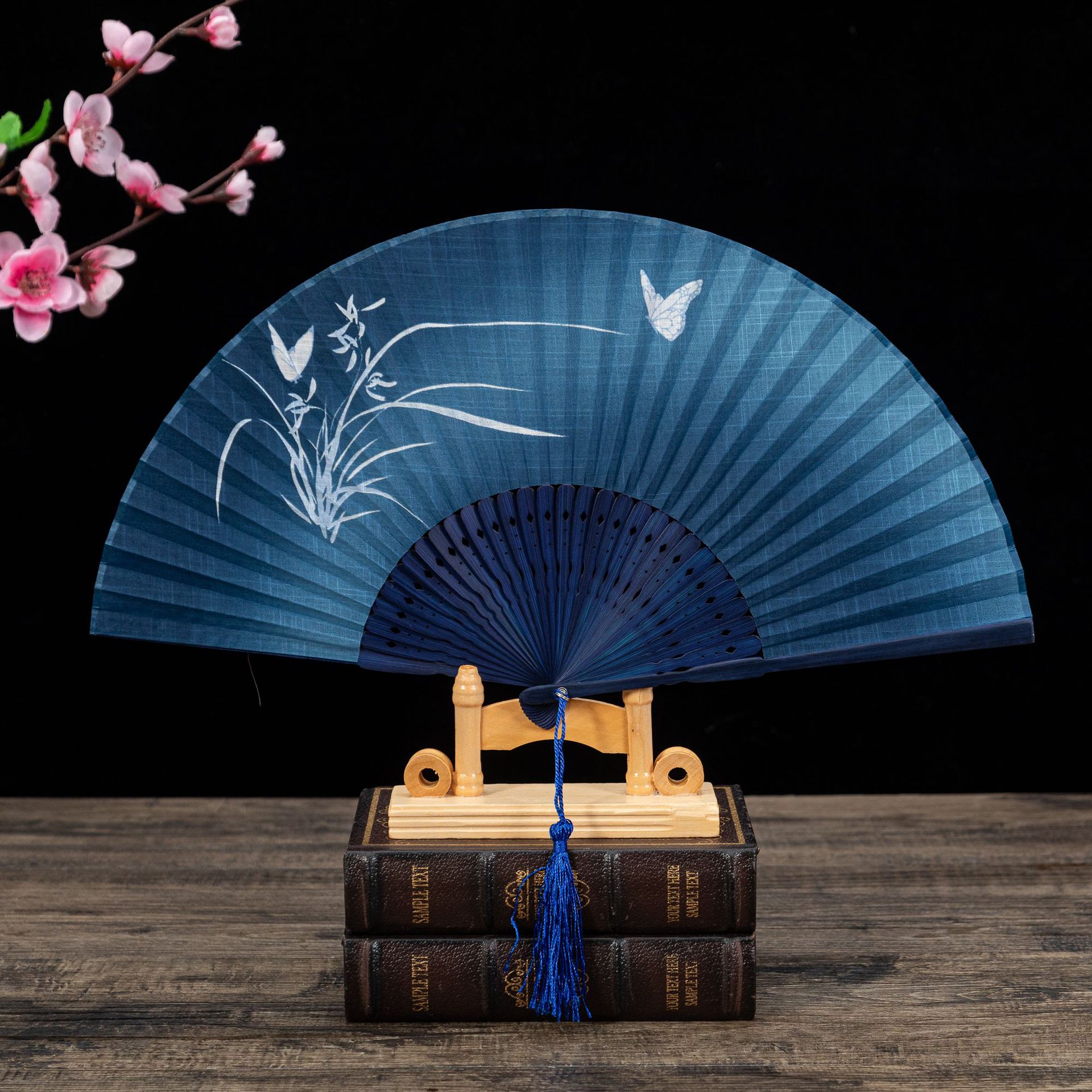 仿真丝娟面日式和风江户日本竹柄折扇 富士山系列和服扇子详情6