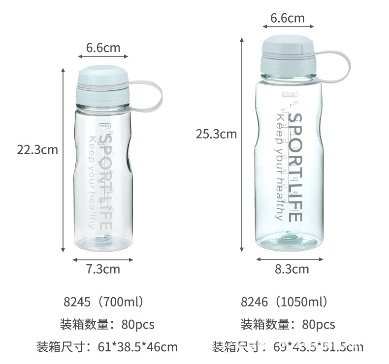Portable sports water bottle, large portable cup, simple space cup, fashionable new style, large-capacity plastic water cup pic 4