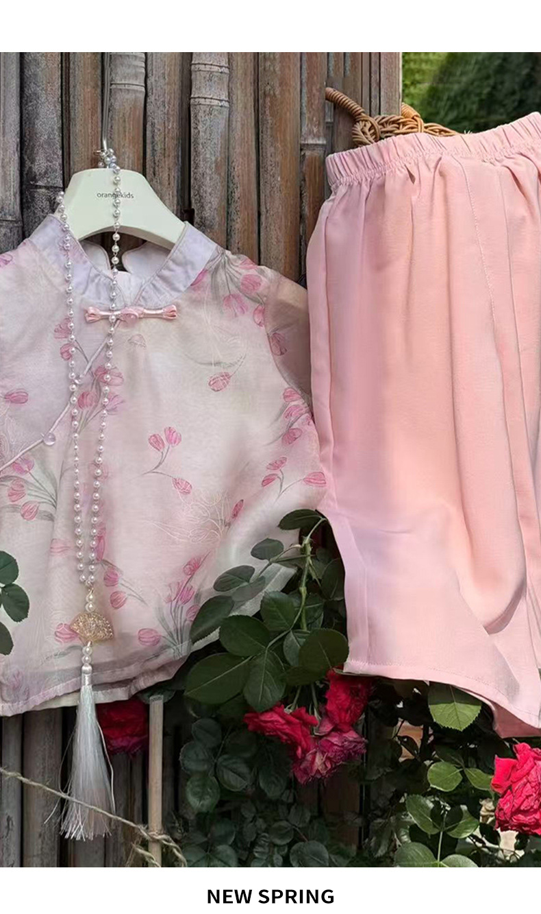 国潮女童夏装汉服套装新中式无袖两件套儿女详情14