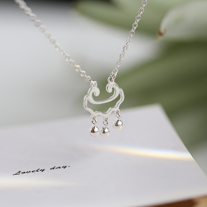 925银长命锁脚链简约可爱小清新森系学生脚环韩国女网红详情11