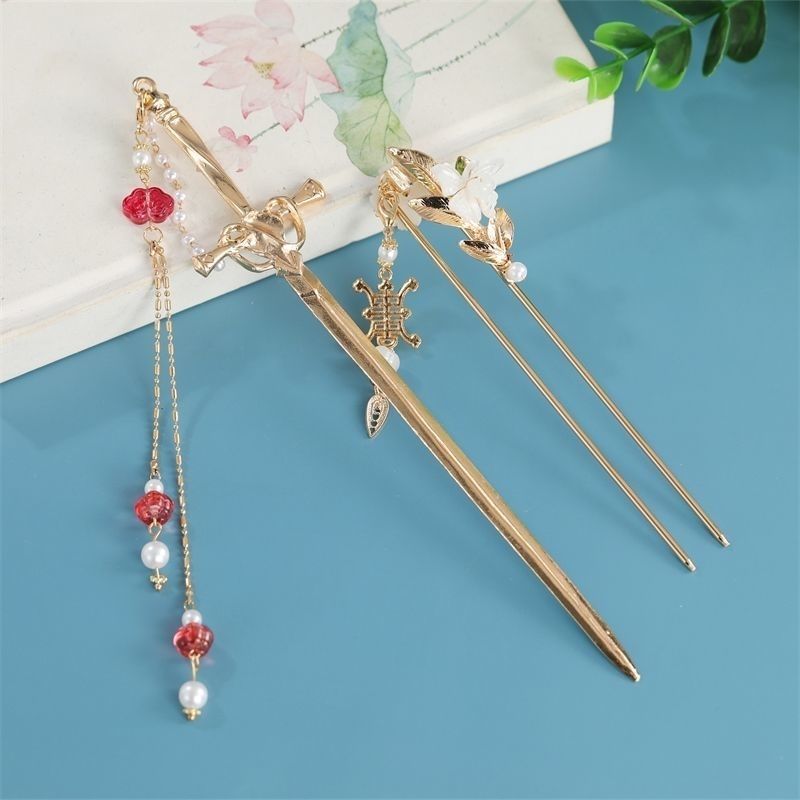 New ancient-style sword hairpin, Hanfu headwear, tassel hairpin, simple design, ancient-style updo, wholesale support one-piece consignment pic 6