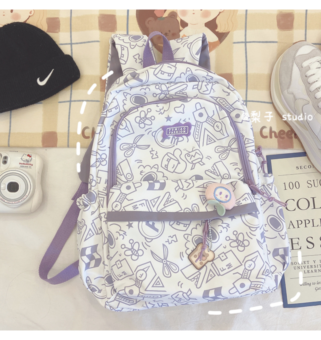 Japanese-style schoolbag for girls, Instagram, niche Harajuku graffiti design backpack, large-capacity backpack for junior high school, senior high school and college students pic 17