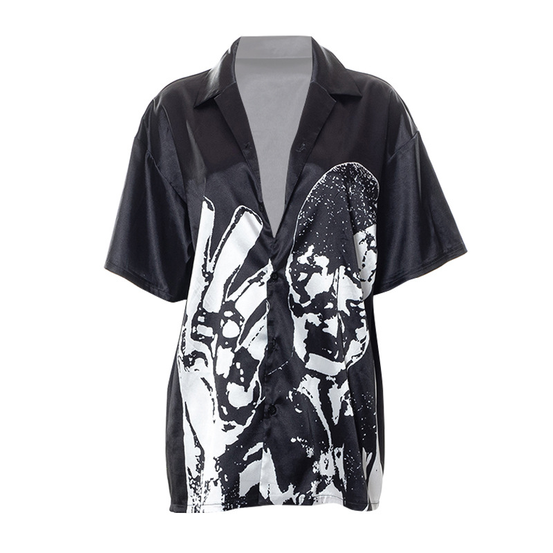 Europa Y22TP355 estampado de moda mujer de otoño los nuevos INS cuello POLO rebeca casaca T 桖 mujeres pic 27