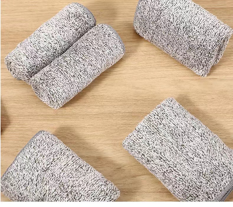 [LOVELY HOME] [tenedor jia] paño de limpieza de fibra de carbón de bambú de cocina que absorbe el agua para lavar los platos sin el aceite artefactos paño para lavar los platos que engrosan y no se suelta la lana paño para lavar los platos pic 7
