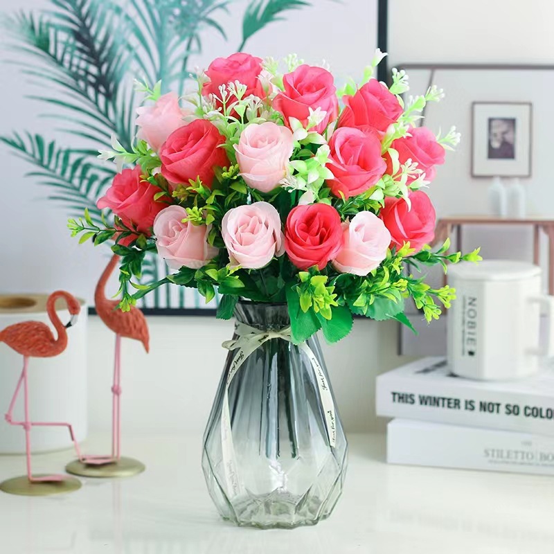 客厅工艺品摆设塑料假花仿真干花束装饰盆栽餐桌绢花茶几摆件花艺详情1