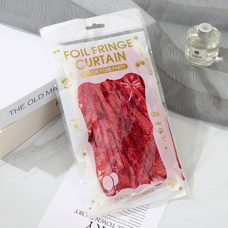 1*2M炫彩高亮镭射雨丝帘儿童节舞台装饰道具生日装饰反光流苏门帘详情6
