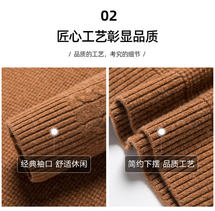 New autumn and winter 100% pure wool sweater for men, thickened semi-high neck zipper wool pullover business knitted sweater pic 6