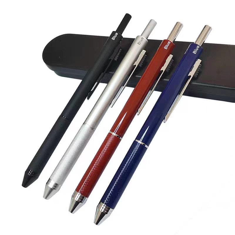 Multi-functional four-color integrated black technology gravity-sensing pen, ballpoint pen + automatic pencil press multi-color metal pen pic 5