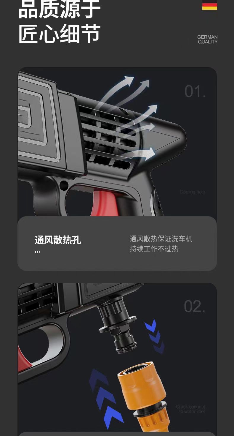 Electric lithium battery car wash machine water gun, portable wireless car wash gun, high-pressure water gun, home charging car cleaning and brushing magic tool pic 22