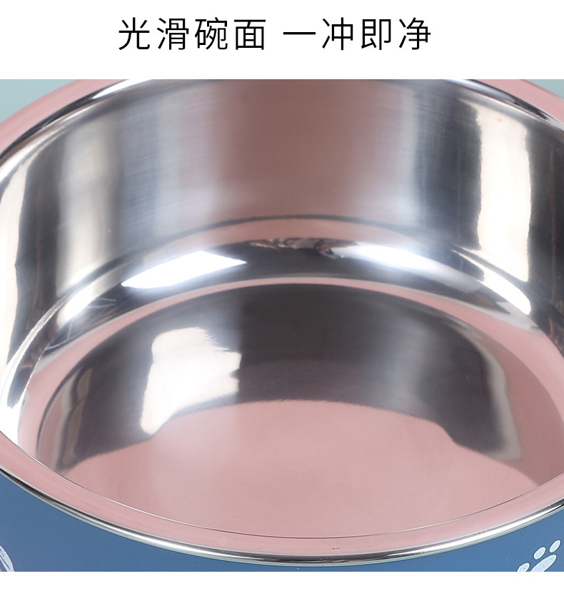 Anti-slip stainless steel bowl, plastic double-layer pet bowl, cross-border floor-absorbing stainless steel dog bowl, pet food bowl wholesale pic 4