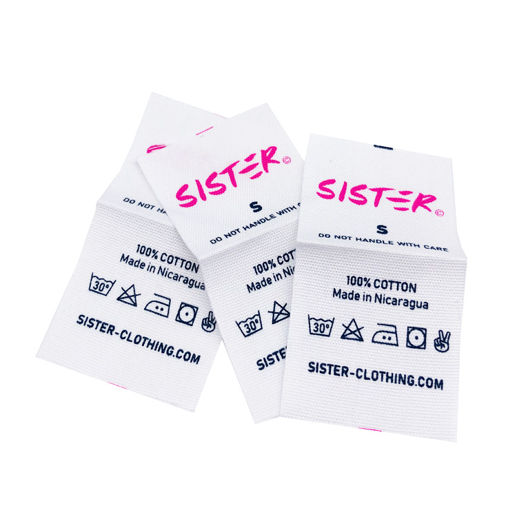 批发漂白纯棉水洗标 服装水洗唛对折领标 印刷多色全棉洗水唛详情3