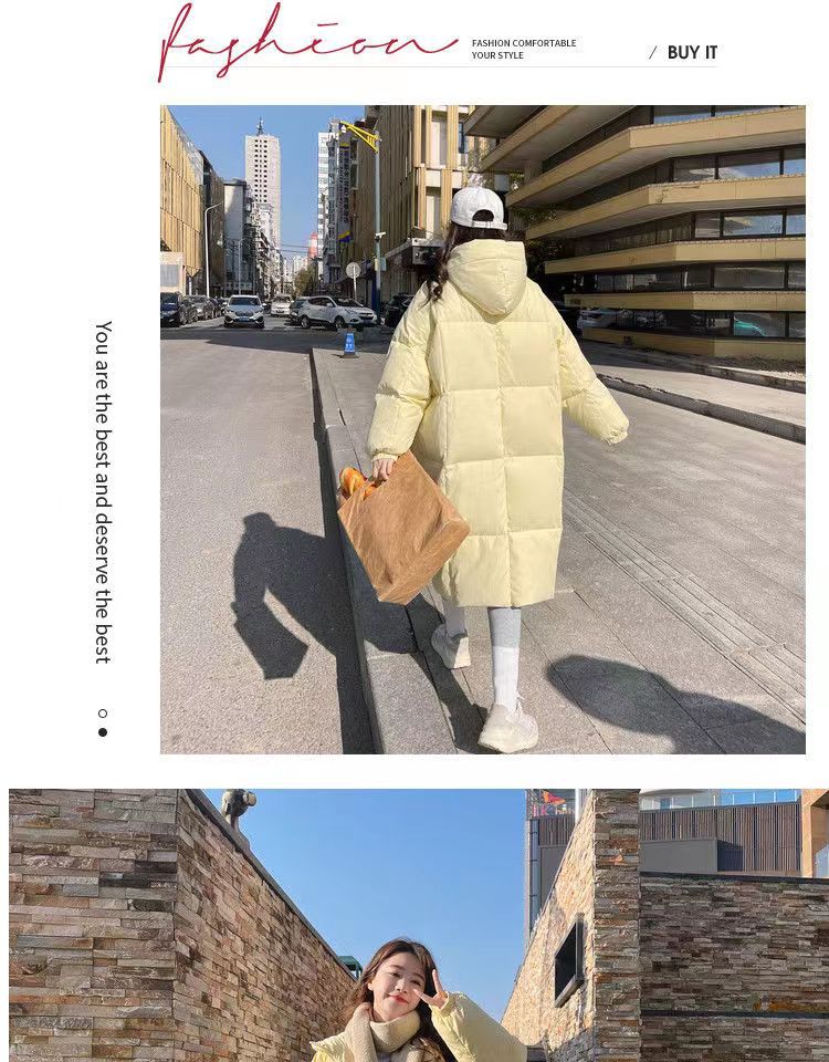 奶黄羽绒棉服女中长款2022冬新款韩版chic面包服宽松加厚棉衣外套详情25