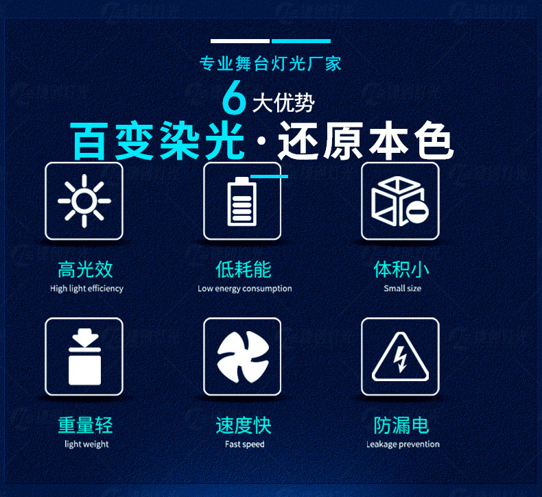 54颗3w帕灯全彩led染色灯婚庆舞蹈室七彩补光氛围灯酒吧舞台灯光详情5