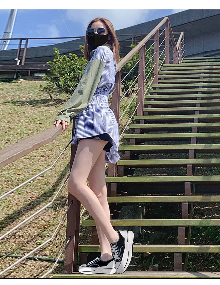 内里头层羊皮帆布鞋2024秋冬新款女士增高厚底鞋女休闲百搭鞋子女详情35