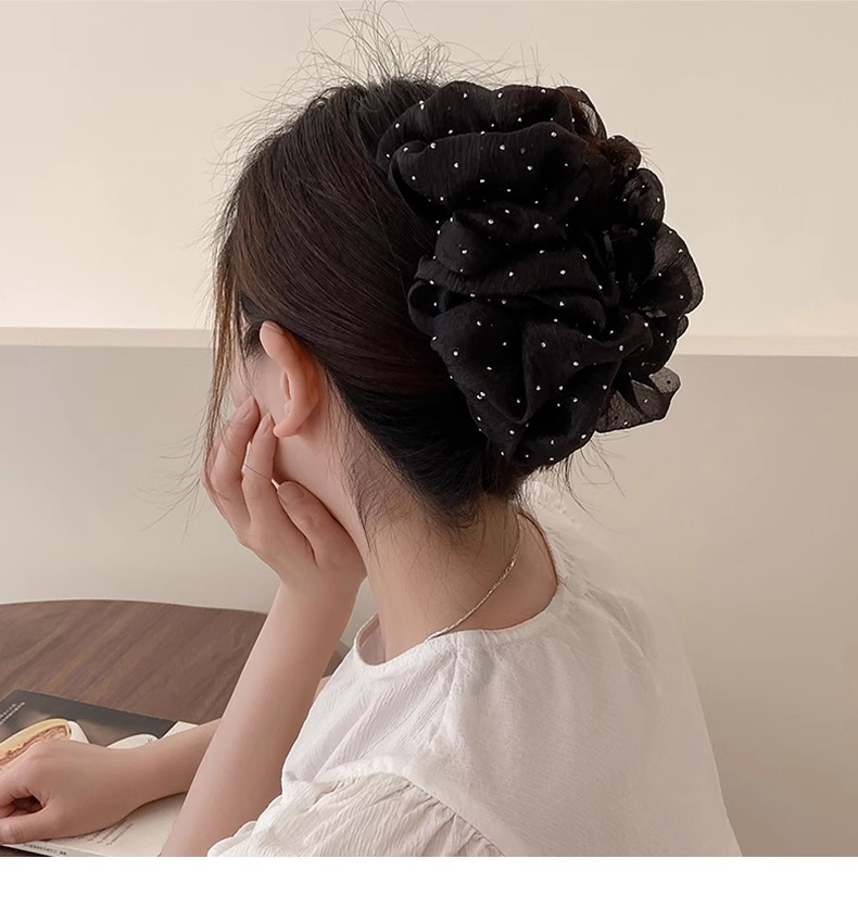 双面网纱云朵泡泡抓夹女气质蝴蝶结发夹女高级感后脑勺鲨鱼夹头饰详情1