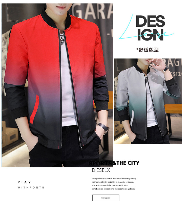 Comercio exterior primavera/otoño 2022 chaqueta versátil para hombres versión coreana slim fit baseball wear tendencia para hombres gradiente de estilo casual abrigos pic 3