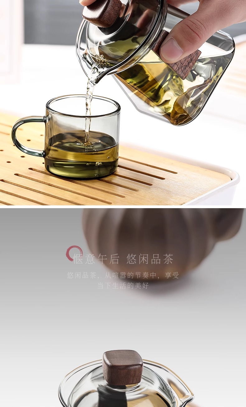 玻璃盖碗泡茶防烫单个大号不烫手三才手抓壶功夫茶具茶碗套装盖碗详情4