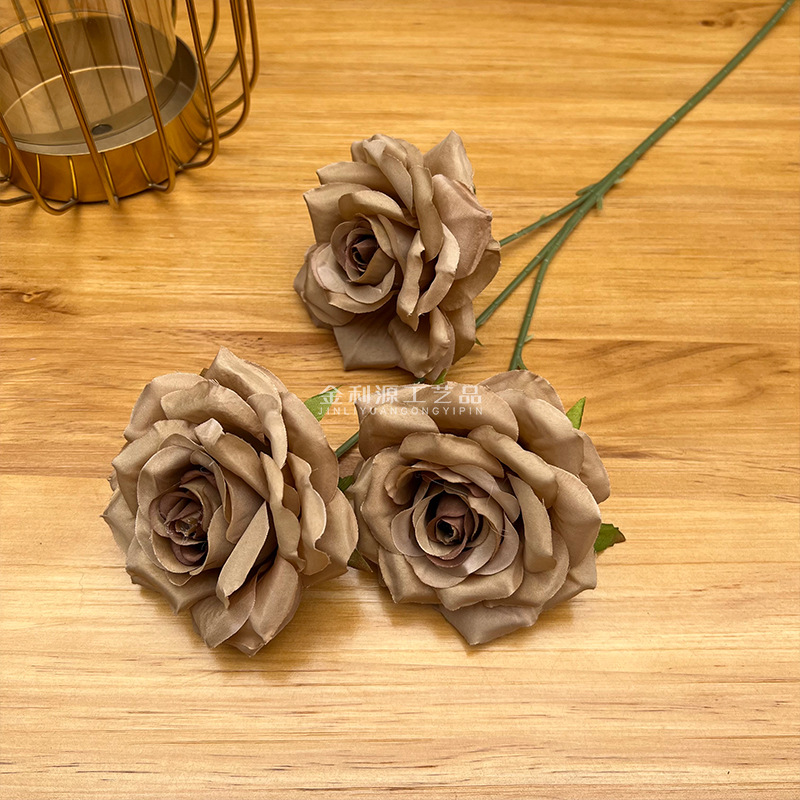 婚庆仿真花3头钻石玫瑰无叶版玫瑰花路引花材弗洛伊德玫瑰瀑布详情20
