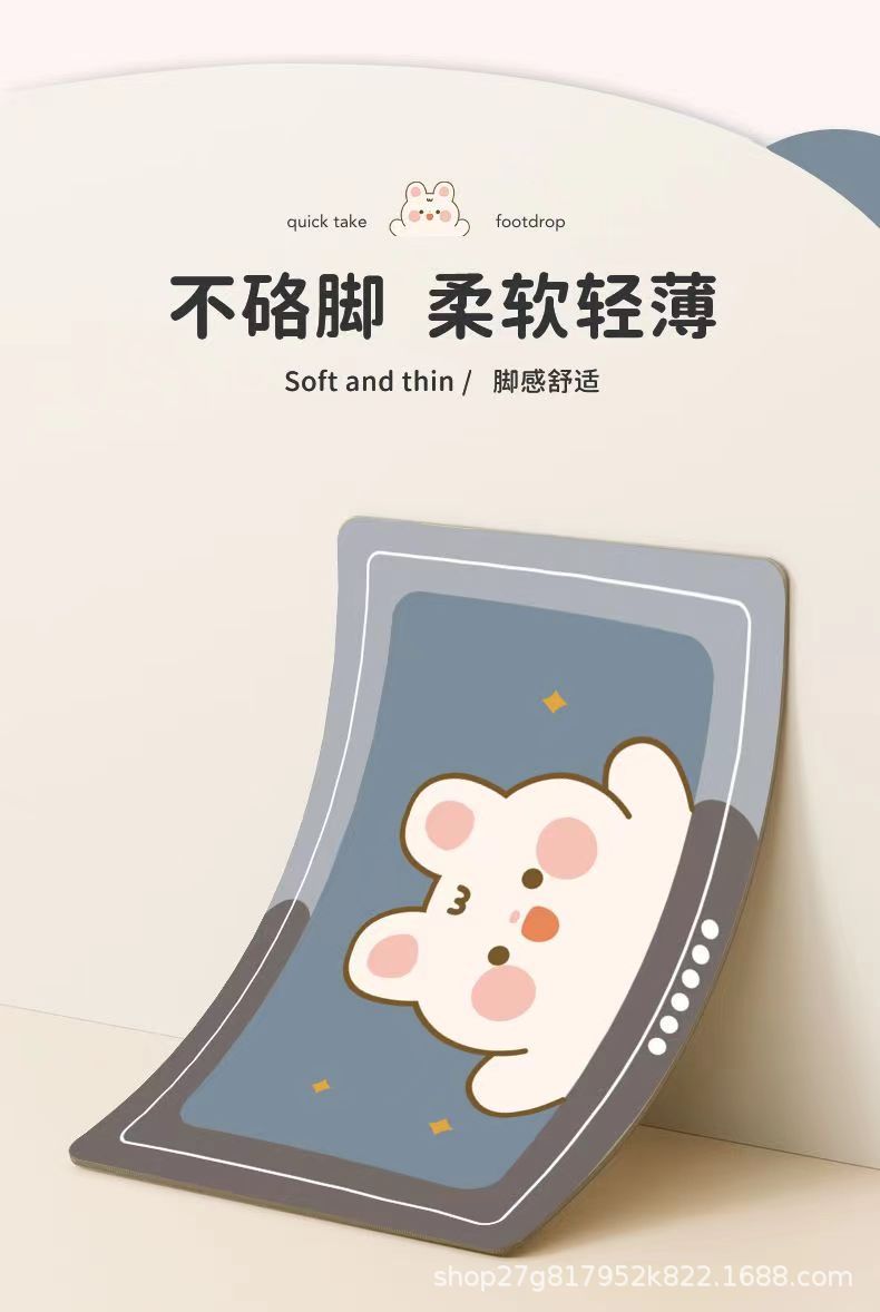家用卫生间门口耐磨吸水垫卡通萌趣动物硅藻泥地垫厕所浴室防滑垫详情5