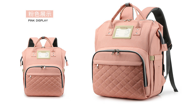 Nuevo modelo mommy bag cama cama plegable baby bag mamá multifuncional recargable impermeable bordado hilo mochila cama cross-border blast pic 26