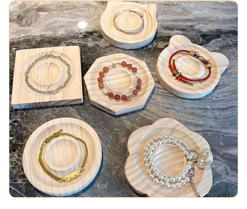 首饰展示架收纳架手链手环菩提手串手镯耳环饰品文玩展示盘纯实木详情9