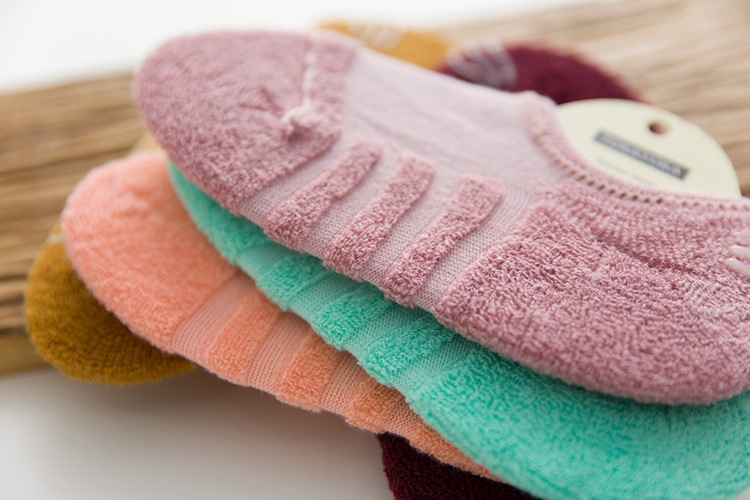 纯棉毛圈袜女袜运动毛巾船袜吸汗硅胶防滑女士短袜子详情8