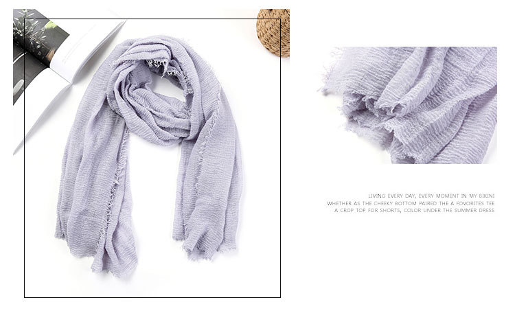 New solid-color long scarves for sun protection, single-color versatile shawls, cotton, linen and silk scarves in stock from the manufacturer, custom-dyed wholesale pic 20