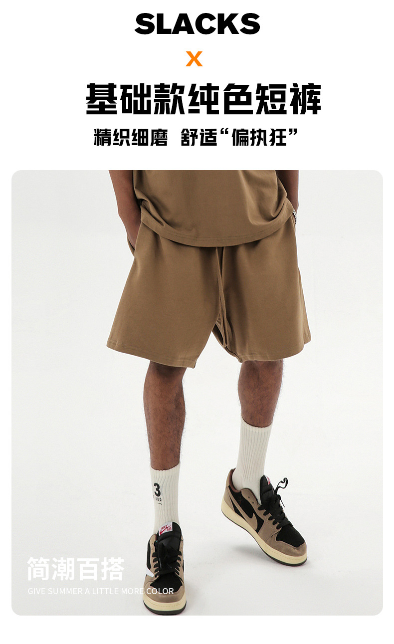 新款纯棉夏季卫裤短裤休闲美式高街风潮宽松直筒运动裤来图定 制详情2