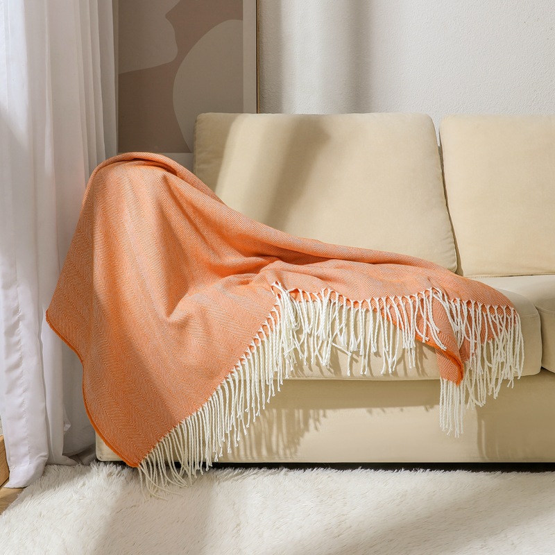 北欧简约梭织毯空调毯民宿酒店样板房床尾毯搭巾搭毯单人沙发毯详情15