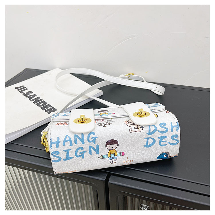 PU popular hand-held small bag for girls 2021 new Korean style fashion graffiti Instagram teenage girl single-shoulder crossbody pillow bag pic 12