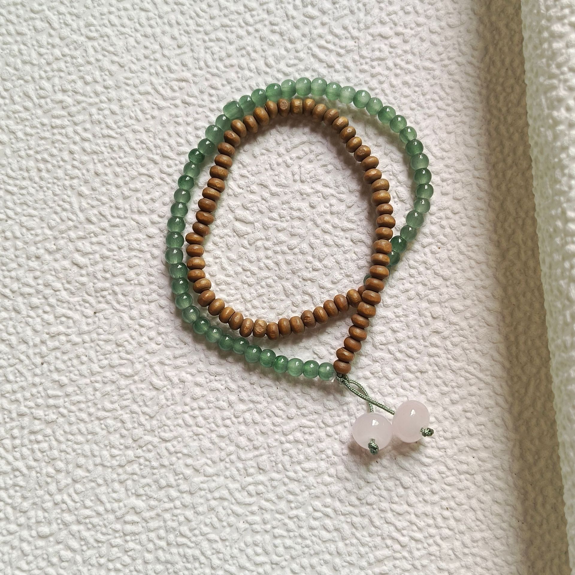 New Chinese-style wood-grain stone spliced women's unique and niche design sense pink crystal jade bracelet retro Chinese style jewelry pic 5