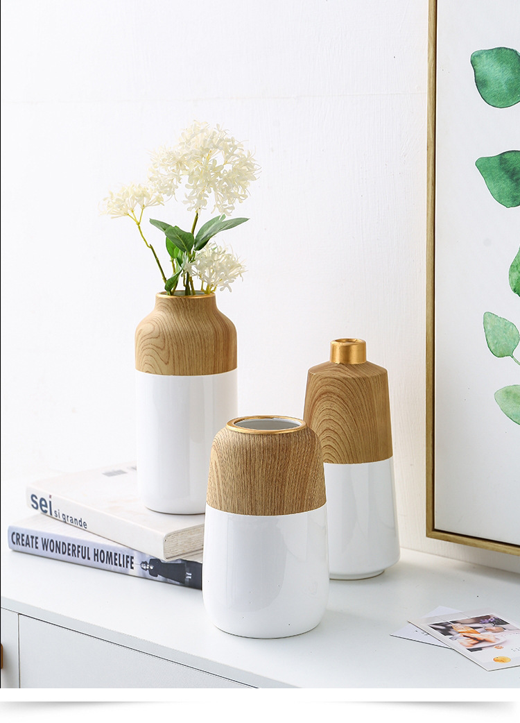 chinagoods Nordic minimalist living room ornaments, modern entrance TV, wine cabinet, vase, room dried flower decoration, soft furnishings, spliced wood grain pic 1