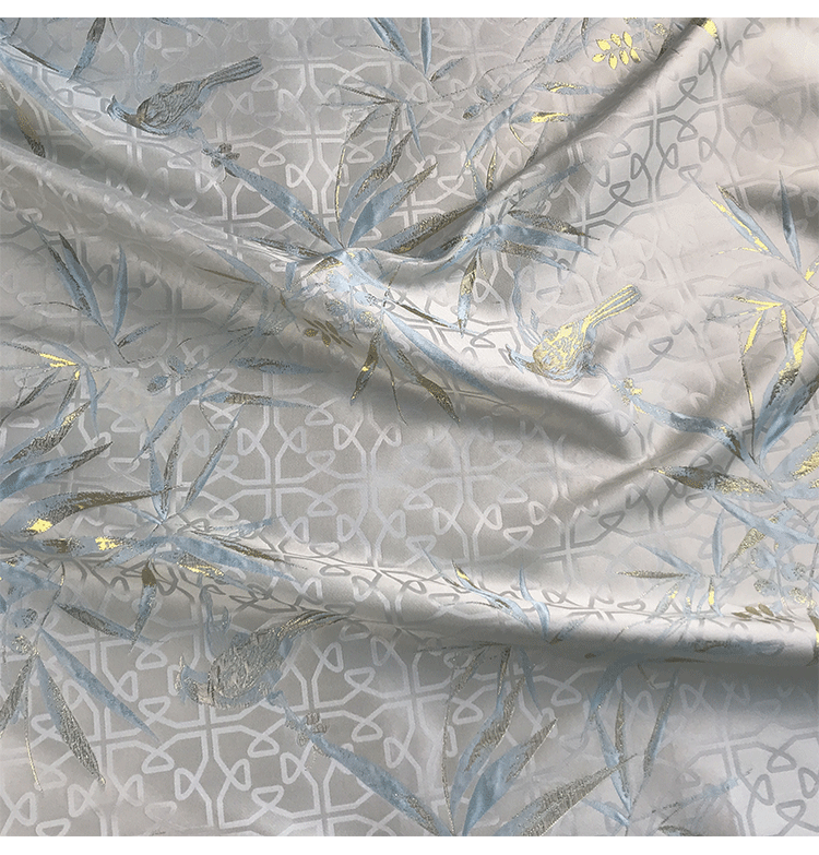 国潮现货色织宋锦中式马甲国风布料八达纹藻井竹叶提花仿宋锦旗袍面料详情3