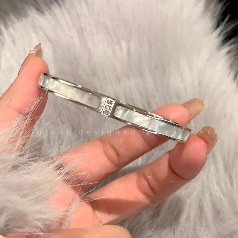 Silver titanium steel bracelet for women, high-end look, zircon plain ring bracelet, jewelry, silver bracelet, bracelet, string bracelet, new style pic 20