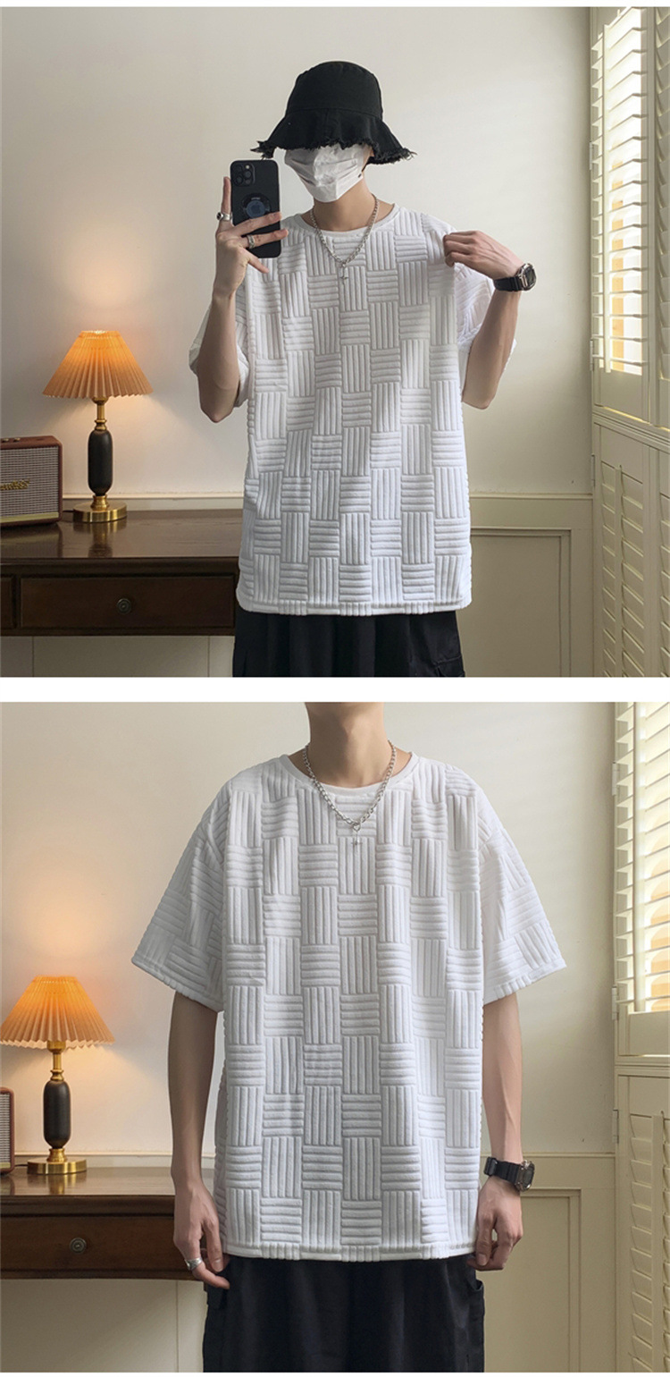 Summer short-sleeved T-shirt for men, Korean style loose and trendy, bf versatile, Hong Kong-style student simple round-neck five-quarter sleeve T-shirt pic 6