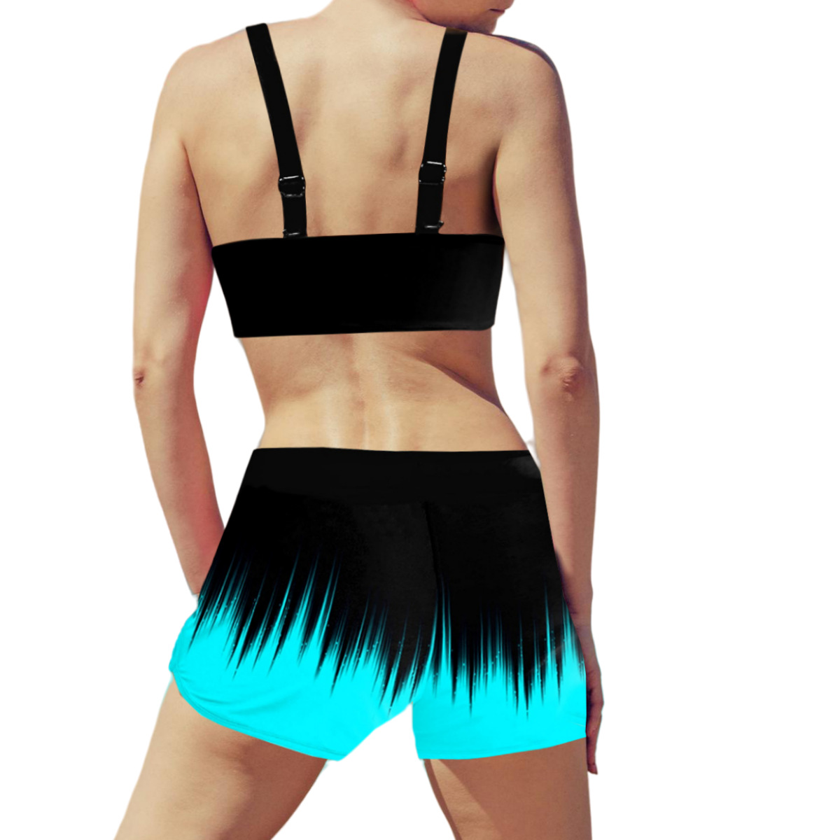 2024新款跨境欧美大码女速干性感露背高腰两件套比基尼泳衣批发详情2