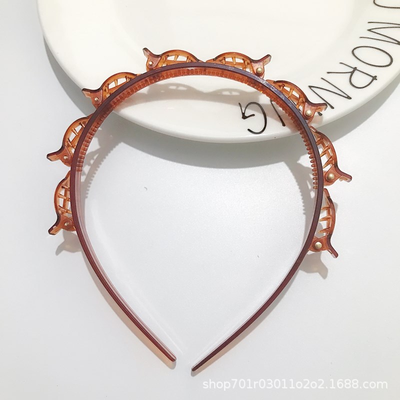 韩版时尚镂空多层编织刘海发箍分区小夹子编发器网红束发发箍发饰详情1