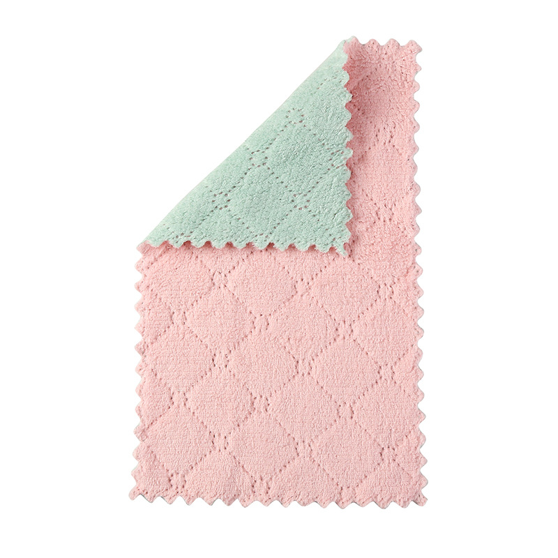 [LOVELY HOME] [hold ga] coral fleece toalla de vajilla doble cara paño de vajilla engrosado productos de limpieza de cocina paño de limpieza de tamaño pequeño paño doméstico al por mayor pic 7