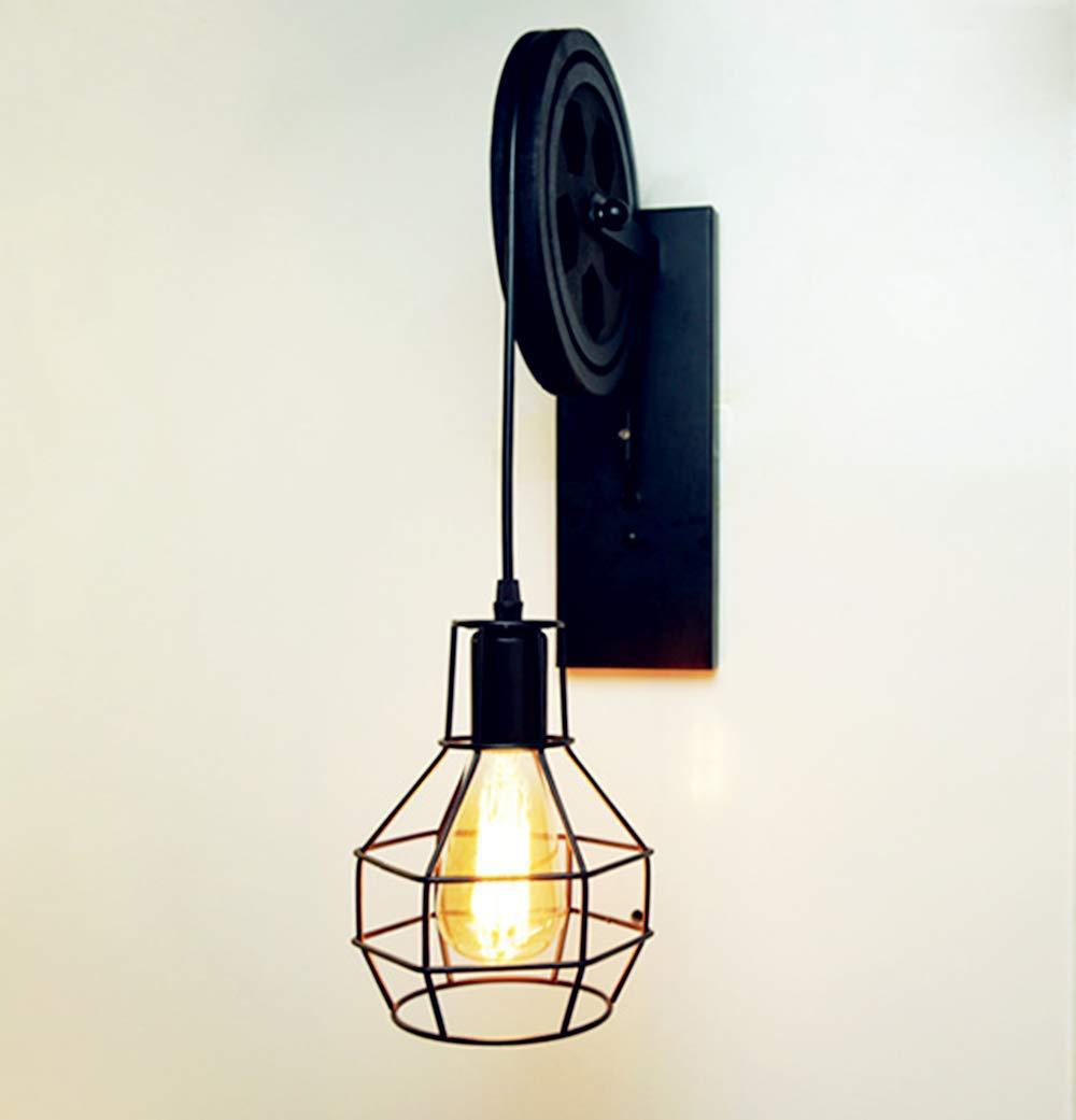 American country wall lamps, industrial style retro wall lamps, simple and creative ironwork pulley wall lamps, height-adjustable restaurant corridor lights pic 6
