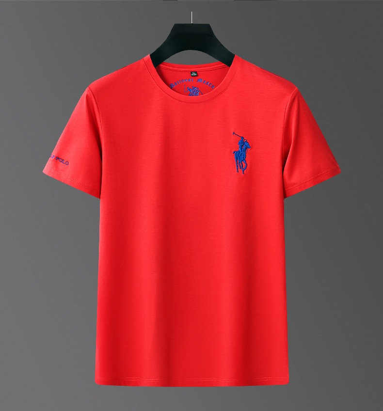 Runengboro verano 2024 nuevo estilo joven hombre camiseta cuello redondo manga corta jade seda bordado tendencia joven hombre camiseta pic 14