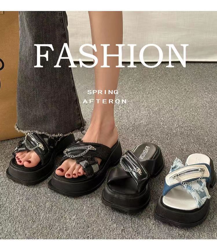 现货厚底高跟拖鞋女夏季外穿2024年时尚凉拖松糕底增高女露趾拖鞋详情1