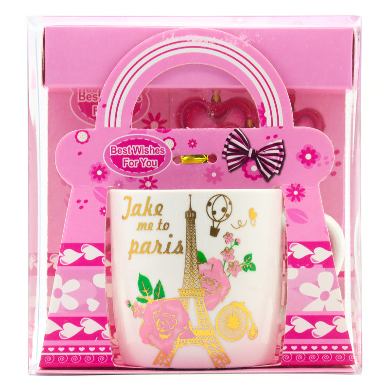 Export ceramic coffee cups with gilded patterns on the Eiffel Tower, French architecture, household universal style, factory direct supply pic 9