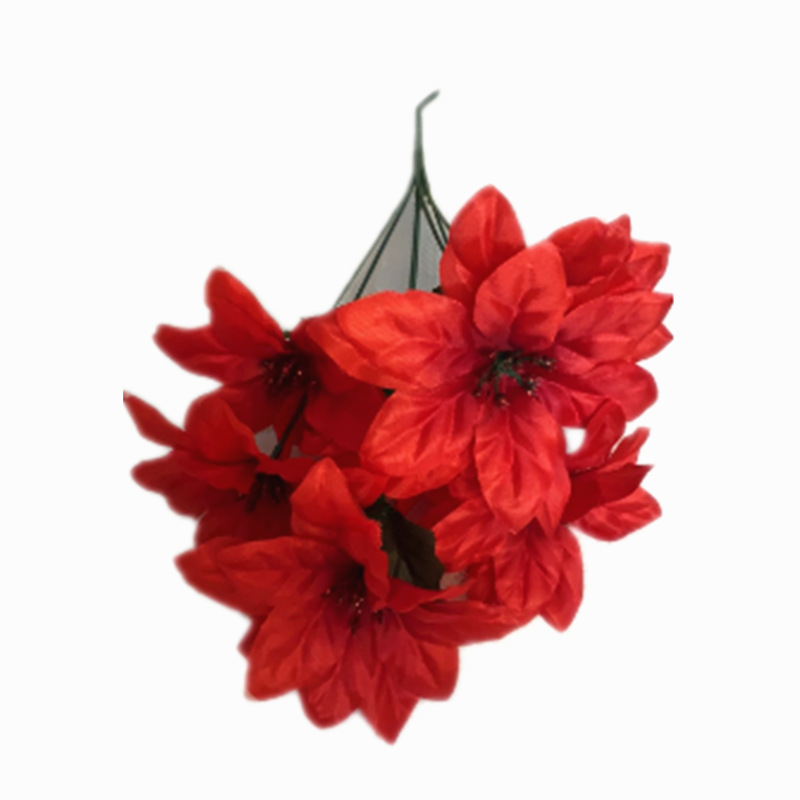 Factory direct sales of Christmas flowers, cross-border artificial roses, indoor and outdoor decorative flowers, artificial flowers, elegant, cheap and beautiful, 6 heads pic 1